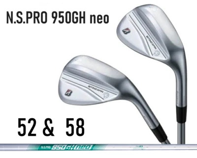 JUEGO DE CUÑA GIRATORIA DE MORDIDA BRIDGESTONE 52 Y 58 S-FLEX N.S.PRO 950GH neo eje de acero Foto 1 de 4