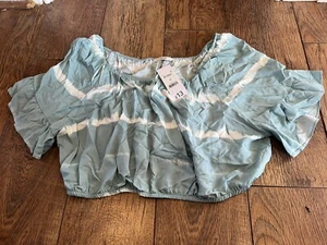 BNWT George Cropped Top, Light Blue Striped, Size 20 - Picture 1 of 1