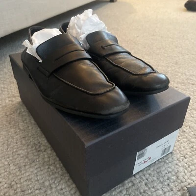 Ermenegildo Zegna L'Asola Black Leather Flex Loafers EU 5.5 US 6.5 RECEIPT - Image 1 of 4