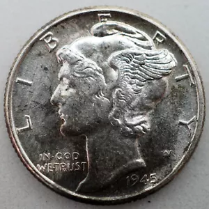 1945 Mercury Dime BU - Picture 1 of 2