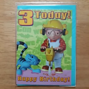 Bob The Builder Happy Birthday 3 Today Birthday Card-Cute-Boys-Girls-BNIP. - Picture 1 of 2