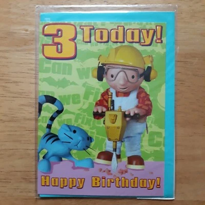Bob The Builder Happy Birthday 3 Today Birthday Card-Cute-Boys-Girls-BNIP. - Image 1 of 2