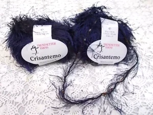 LOT OF 2 TRENDSETTER "CRISANTEMO" NAVY BLUE EYELASH YARN 1 3/4 OZ - FRANCE - Picture 1 of 3