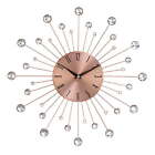 15" Copper Metal Starburst Wall Clock With Crystal Accents