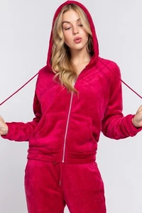 Faux Fur Zip Up Long Sleeve Hoodie and Joggers Set - Picture 1 of 28