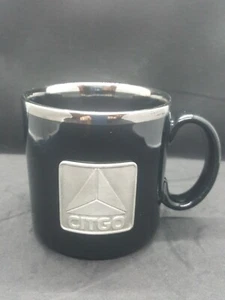 Vintage CITGO Coffee Mug Black Silver Trim Tams Made In England 3 5/8 x 5" - Picture 1 of 6