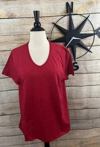 Hanes T-Shirt Women's Essential-T Short Sleeve V-Neck Size L - Picture 1 of 6