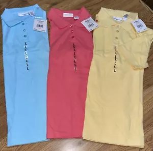 3 Croft & Barrow Damen GROß Solide Kurzarm Polo T-Shirts Klassisch Baumwolle Set* - Bild 1 von 5