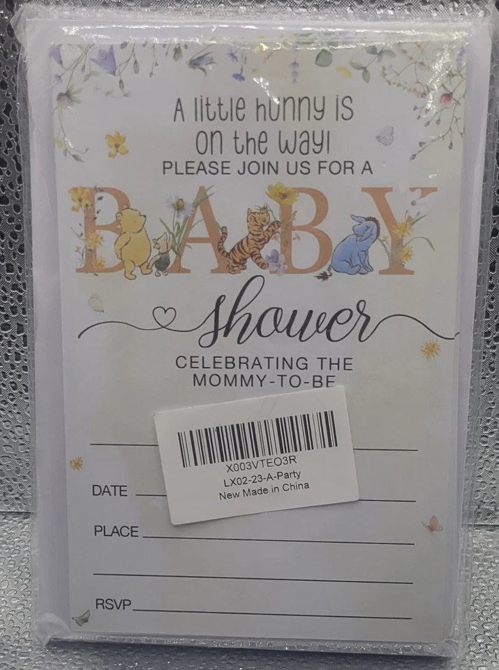 Invitaciones de baby shower de Winnie The Pooh Foto 1 de 1