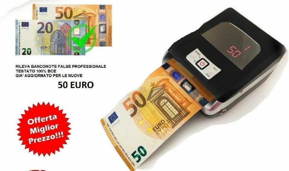 RILEVATORE PORTATILE DI BANCONOTE FALSE PROFESSIONALE ANTI TRUFFA - Immagine 1 di 1