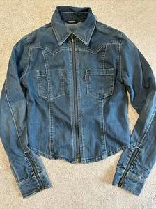 Express Stretch Giacca Donna Denim Tagliato Taglia M Cerniera Intera - Foto 1 di 8