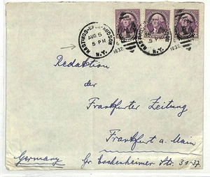 USA *Hastings-upon-Hudson* Duplex NY State Transatlantic Cover Germany 1932 SS90 - Picture 1 of 1