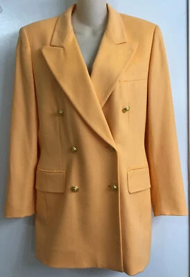 Escada винтажная куртка абрикос кашемир/шерсть двубортный пик лацкан размер 8 - Изображение 1 из 4