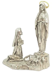 ON SALE! Our Lady of Lourdes Solid Pewter Statuette, Collectible, Made in Italy - Picture 1 of 6
