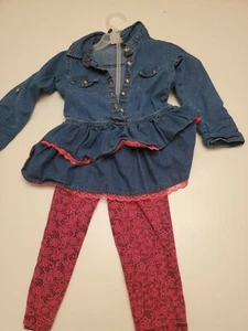 4T Real Love 2 Piece Outfit Jean shirt - Picture 1 of 3