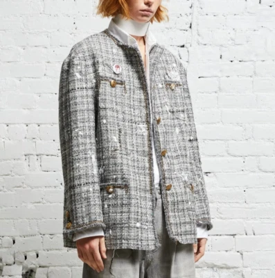 NWT~R13 Paint Splatter Buttoned Tweed Coats Size XS - Image 1 of 4