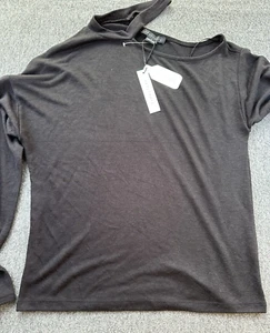 Sanctuary Shirt Women's Medium Black Cutout Long Sleeve Soft Lightweight New - Picture 1 of 10