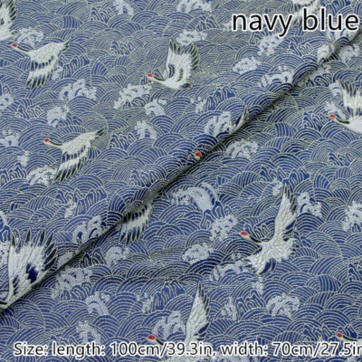 Satin Brocade Damask Fabric Cloth Crane Print for Sewing DIY Clothes Jacket - Image 1 of 4