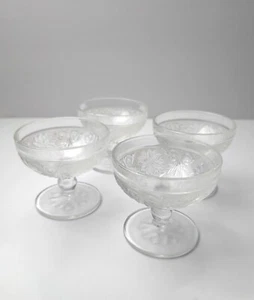 Tiara Indiana Glas 4 klare Sandwich Fuß Dessertschalen Sherbets LESEN - Bild 1 von 13