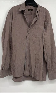Canali Mens Brown White Striped Collared Long Sleeve Button-Up Shirt Size Large - Picture 1 of 6