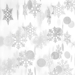 40 Feet Paper Snowflakes Garland Hanging White-Silver Glitter Christmas Snowf... - Bild 1 von 7
