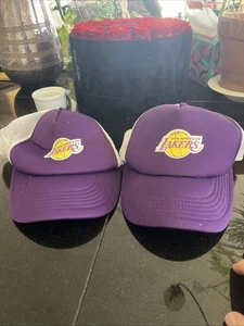 NBA LA Los Angeles Lakers Purple Game Trucker Snap Back Mesh Hat Cap Basketball - Picture 1 of 5