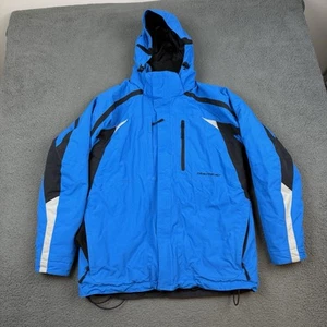 Obermeyer Ski Jacket Mens Medium Blue Black Parka Snowboard Coat Waterproof - Picture 1 of 11