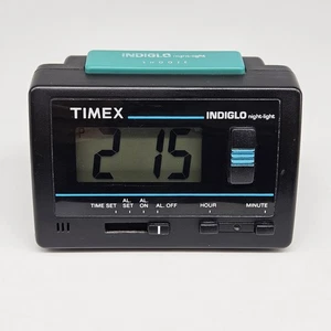 Vtg Timex Indiglo Blue Night Light Travel Digital Alarm Clock Battery Operated - Picture 1 of 2