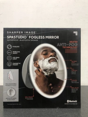Sharper image 9 in. W x 10 in. H Round Frameless Magnetic Vanity Mirror with Spe - Image 1 of 2