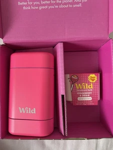 Wild Deodorant Strawberries & Cream (Sensitive) + Hot Pink Case - Brand New - Picture 1 of 1