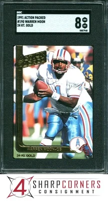 1991 ACTION PACKED 24 KT. GOLD #19G WARREN MOON HOF POP 1 SGC 8 - Image 1 of 4