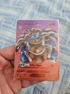 Pokemon Blastoise Vmax Rainbow Foil Fan Art Vinyl Textured Collector Card HP350 - Bild 1 von 2