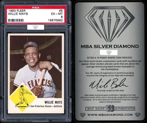 1963 Fleer #5 Willie Mays PSA 6 MBA SILVER DIAMOND DEAD CENTERED - Picture 1 of 1