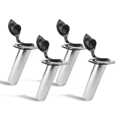 Flush-Mount Fishing Rod Holder 30-Degree Top Flange w/ Flip-up Cap, Open Base - Image 1 of 4