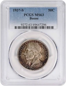 Boone Commemorative Silver Half Dollar 1937-S MS63 PCGS - Picture 1 of 2