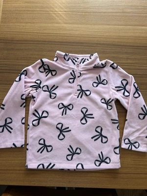 Lã macio rosa 5T para meninas Children’s Place com arcos pretos. Quarto de zíper novo com etiquetas - Imagem 1 de 3