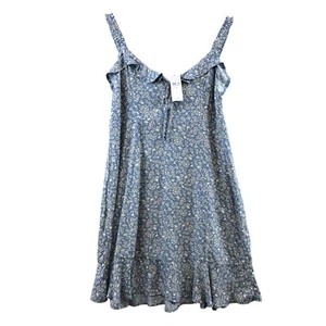 New American Eagle Floral Dress Blue Medium stretchy Strap Sundress size M - Picture 1 of 11