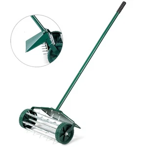 Aireador de césped con ruedas Costway 18 pulgadas hogar jardín diente giratorio con guardabarros - Imagen 1 de 12
