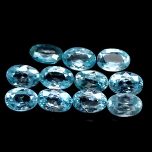 8.40 CT. Heated 11Pcs Sea Foam Blue Zircon Cambodia Oval - Picture 1 of 4