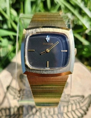 Reloj De Colección Bulova 1976 Diamante Vestido Para Hombre 33mm Esfera Negra 11AN Mecánico ¡BONITO!! Foto 1 de 4