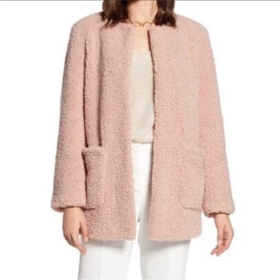 NWOT Halogen Faux Shearing Teddy Coat Pink sz L - Image 1 of 3