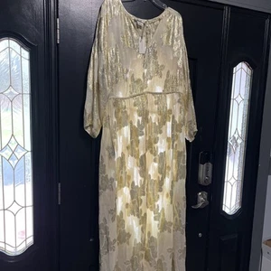 NWT $248 Anthropologie Pinnacle by Shruti Sancheti Sheer Gold  Dress Small - Picture 1 of 12