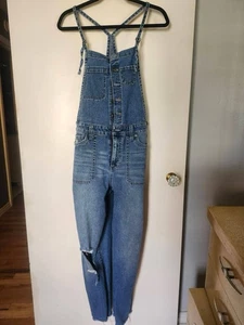 Jessica Simpson Taylor Overall Damen Large blau Denim abgenutzt Knopfleiste - Bild 1 von 5