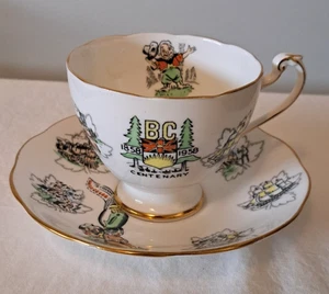 Vintage British Columbia Centenary Celebration Tasse und Untertasse Set - Bild 1 von 10