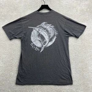 Salt Life T Shirt Adult Size Medium Gray Marlin Short Sleeve Cotton Poly - Picture 1 of 9