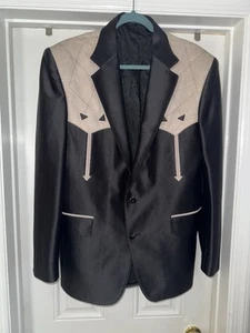 Vintage Pagano Black Blazer Suit Jacket Western Cowboy Made In USA Rare 44R - Picture 1 of 6