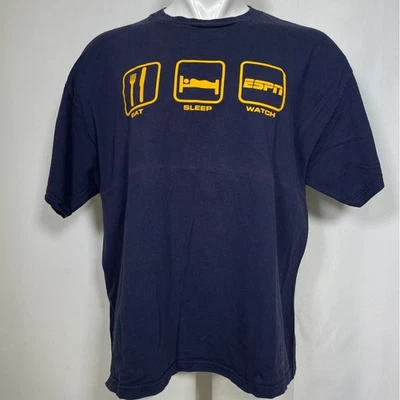 VTG ESPN Eat Sleep Watch Y2K Blue Worldwide Leader T-Shirt Men's XL - Image 1 of 4