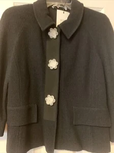 New St John Collection Black Wool / Rayon Cardigan Sweater Sz 8 $1,500 - Picture 1 of 12