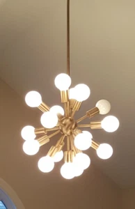 mid century modern sputnik chandelier 18 Arm Brass modern Light Fixture - Picture 1 of 4
