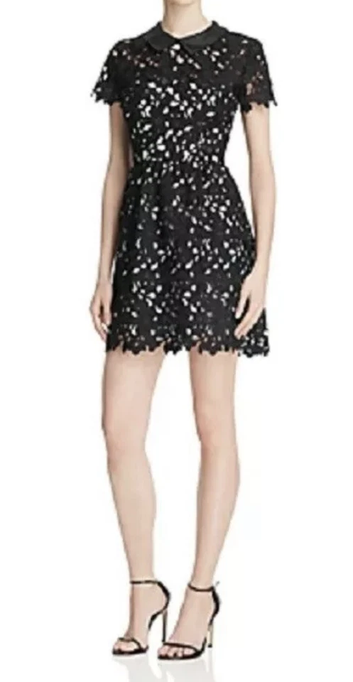 Womens Aqua Collared Lace Overlay Dress Size Small